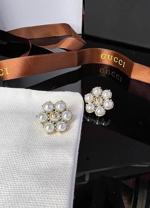 Брендовые серьги-гвоздики с жемчугом майорка , позолота. люкс качество3 фото