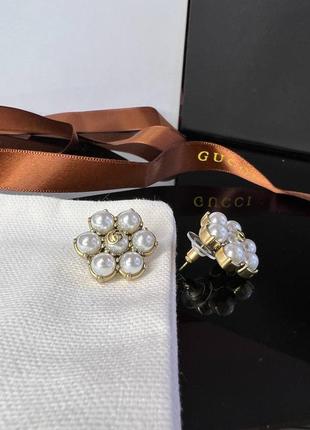 Брендовые серьги-гвоздики с жемчугом майорка , позолота. люкс качество5 фото