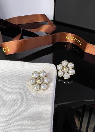 Брендовые серьги-гвоздики с жемчугом майорка , позолота. люкс качество4 фото