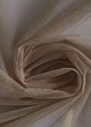 Белый тюль фатин градиент с омбре коричневым переходом цвета5 фото