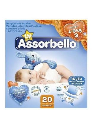 Підгузники absorbello dry fit 3 midi 4-9kg 20 шт.