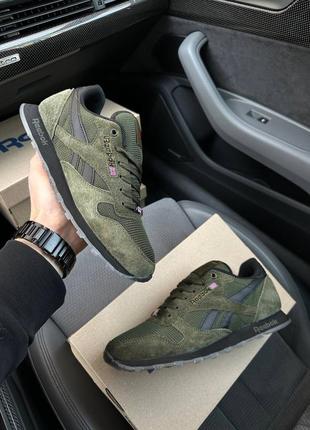 Мужские кроссовки reebok classic army green black