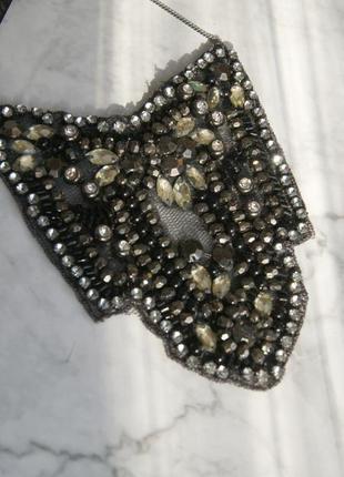 Подвеска камни promod украшение на шею цепь черный черное нарядное удлиняющее шею4 фото
