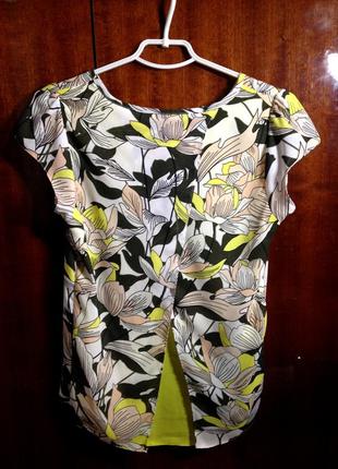 Яркая блуза dorothy perkins с интересной спинкой цветочный принт шифоновая4 фото