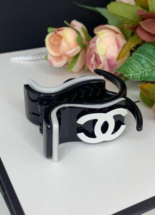 Брендовий мінікраб для волосся чорний із білим логотипом