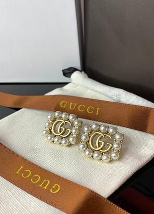 Брендовые серьги-гвоздики с жемчугом майорка , позолота. люкс качество