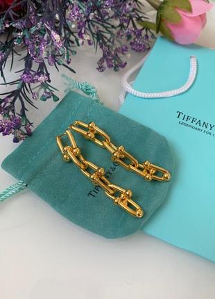 Tiffany тиффани серьги цепи золотистые