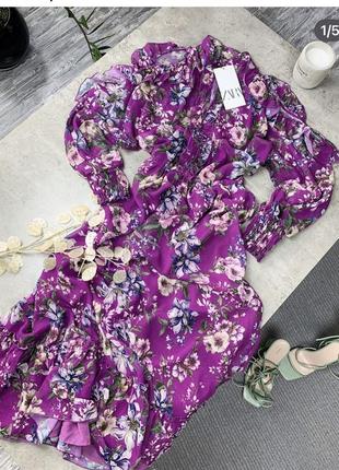 Нежное шифоновое платье на подкладе, на поясе резинка, от zara,с оф сайта3 фото