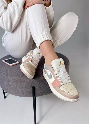 Кросівки nike air jordan 1 low beige grey