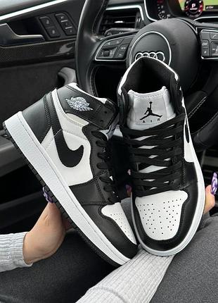 Кроссовки nike air jordan 1 high black white»