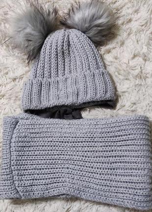 Комплект шапка шарф зима2 фото