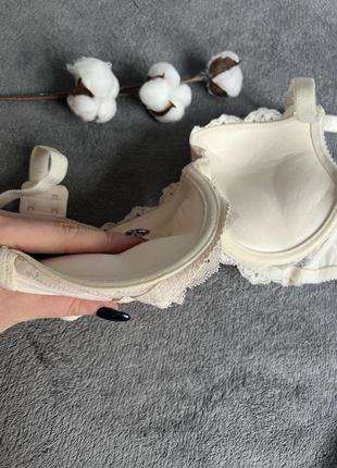 Бюстгальтер зефир с кружевом бежевый 3d тройной пуш ап супер 80cd 85cd 90cd лифчик с...