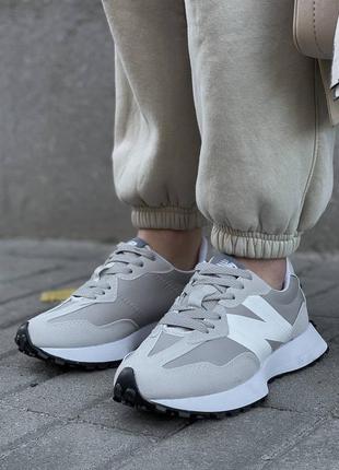 New balance 327 silver white кроссовки