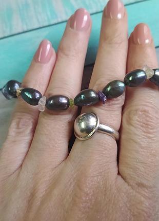 Браслет из натуральных жемчужин и натурального камня