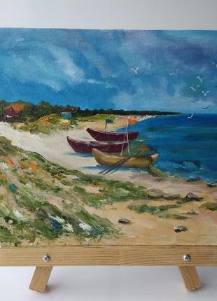 Картина, олійний живопис, пейзаж "на берегу"2 фото