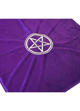 Скатерть для гаданий с вішивкой пентакль бархатная фиолетовая +подарок