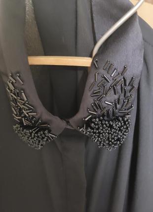 Красивая черная блуза рубашка h&amp;m с бисером2 фото