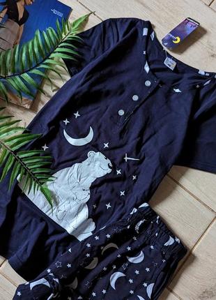 Хорошая пижама для дома сна в принт с бриджами длинными шортами3 фото