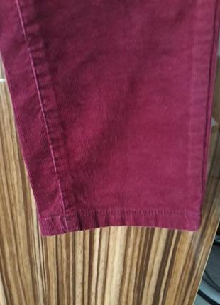 Вельветові стрейчеві джинси скінні мікровельвет колір марсала бордовий винний4 фото
