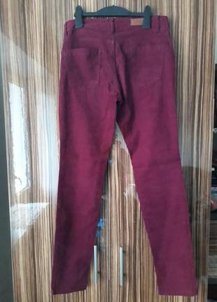 Вельветові стрейчеві джинси скінні мікровельвет колір марсала бордовий винний5 фото