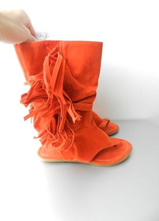 ⛔ ✅літні чобітки сандалі через палець, маломерят на розмір колір помаранчевий