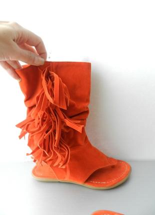 ⛔ ✅летние сапожки сандалии через палец, маломерят на размер  цвет оранжевый5 фото