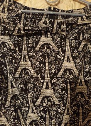 Красивое платье летнее миди винтажное с эйфелевой башней и парижем paris4 фото
