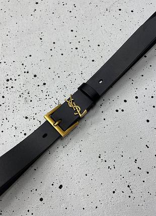 Ремень женский кожаный чорный в стиле ysl / ремень женский кожаный