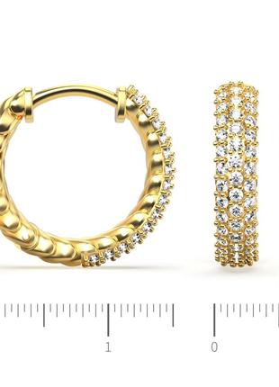 Золоті сережки кільця з діамантами 0,42 карат. жовте золото3 фото