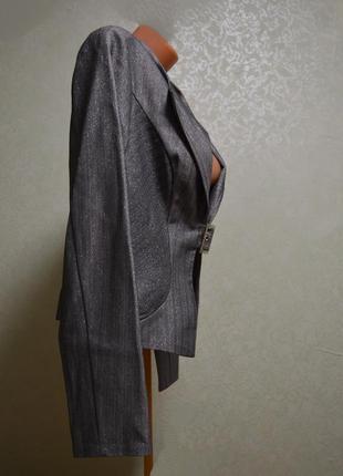 Шикарный пиджак жакет серый в мелкую елочку с люрексом, likara, 50/7 (146)5 фото