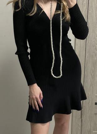 Платье в рубчик с воланом по низу1 фото