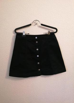Джинсовая черная юбка юбка на пуговицах divided h&amp;m2 фото