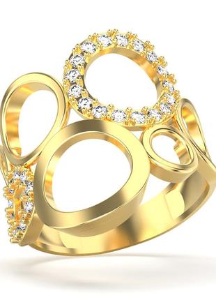 Золотое кольцо с бриллиантами 0,40 карат. желтое золото1 фото