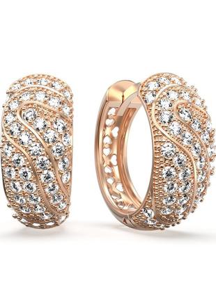 Золотые серьги кольца с бриллиантами 1,32 карат. красное золото