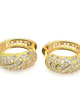 Золоті сережки кільця з діамантами 1,32 карат. червоне золото2 фото