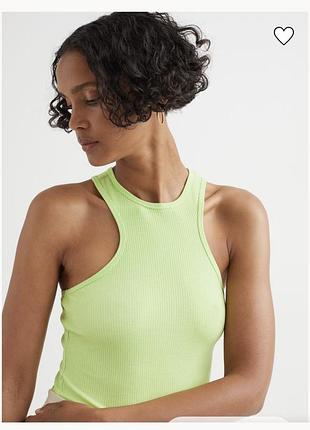 Майка / топ в рубчик из модала лаймового оттенка