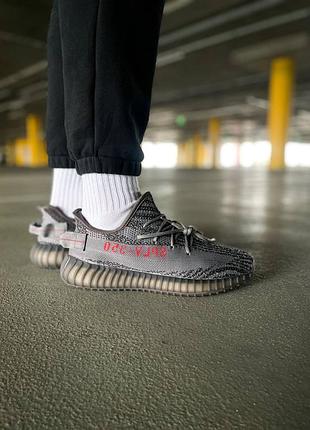 Мужские текстильные кроссовки adidas yeezy 350. цвет серый