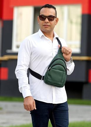 Мужская сумка слинг через плечо sambag brooklyn зеленая3 фото