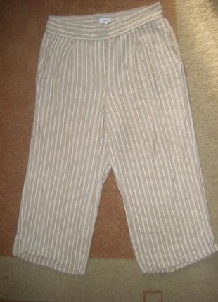 Широкие брюки палаццо на поясе-резинке, лен + вискоза, размер 16r- l - 501 фото