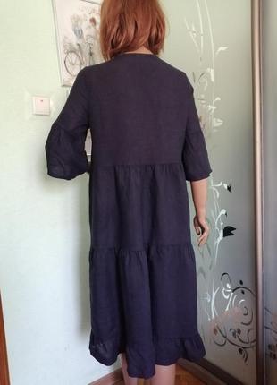 Льняное ярусное платье onsca bettini3 фото