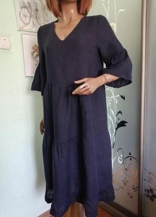 Льняное ярусное платье onsca bettini2 фото