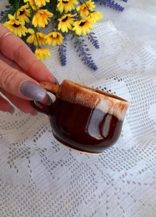 Чашка ☕🍬 для эспрессо кофейная винтаж керамическая обливная майолика маленькая чашечка карамельная пенка