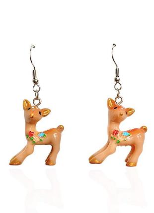Сережки оленята олень bambi квіти корейський стиль