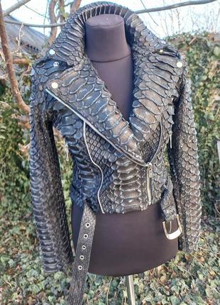 Ексклюзивна куртка косуха з натуральної шкіри дикого пітону драгон dragon antique antik8 фото