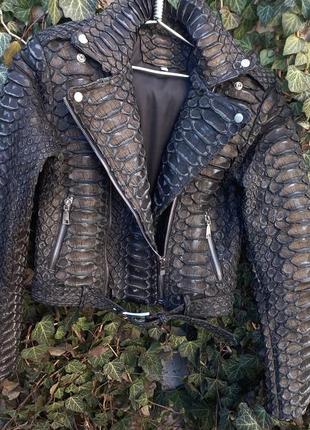 Ексклюзивна куртка косуха з натуральної шкіри дикого пітону драгон dragon antique antik3 фото