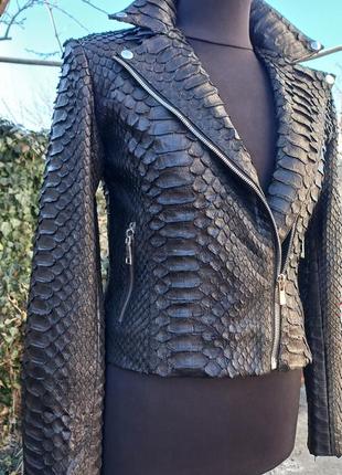 Ексклюзивна куртка косуха з натуральної шкіри дикого пітону драгон dragon і наявності