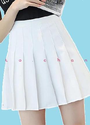 Теннисная плиссированная юбка с шортиками белая японская корейская трендовая2 фото