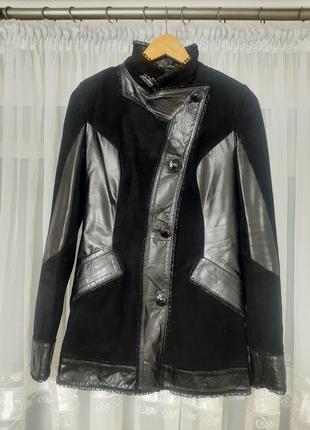 Жіноча куртка з натуральної шкіри комбінована замшею2 фото