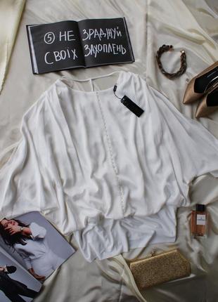 Брендовая комбинированная белая блуза оверсайз большой размер новая от debenhams