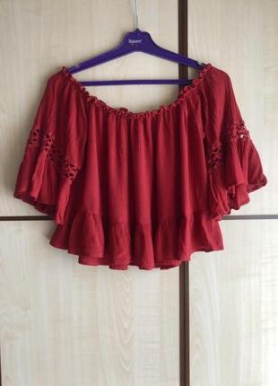 Блуза топ красная1 фото